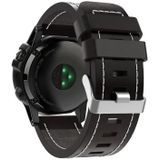 Voor Garmin Fenix 5X Plus 26 mm lederen horlogeband met stalen gesp