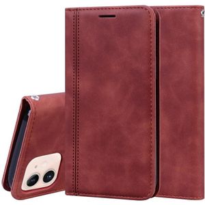 Frosted Business Magnetic Horizontal Flip PU Leather Case met Holder & Card Slot & Lanyard Voor iPhone 12 mini(Brown)