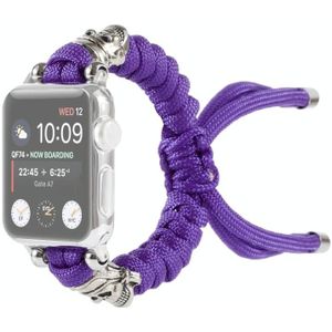 Skull Umbrella Cord gevlochten horlogeband voor Apple Watch Series 6 & se & 5 & 4 44mm / 3 & 2 & 1 42mm (paars)