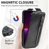 Zipper Leather Phone Case For iPhone 13 Pro Max(Black)