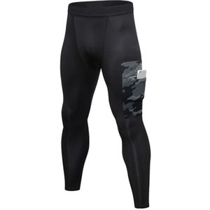 Camouflage Pocket Training Running Fast Dry High Elastic Sports Casual Tights (Kleur: Zwart Camouflage Grijs Formaat:M)