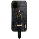 Gegalvaniseerde TPU krokodil patroon lederen geval met polsband voor Samsung Galaxy S20 +(zwart)