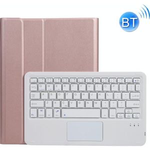 A07B-A-A LamSkin Texture Square Keycap Bluetooth Toetsenbord Leren Case met Touch Control voor iPad 9.7 2018 & 2017 / Pro 9.7 Inch / Air 2 (Rose Gold)