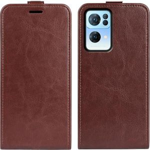 For OPPO Reno7 Pro 5G R64 Texture Vertical Flip Leather Phone Case(Brown)