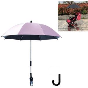 Kinderwagen Universal Stroller Umbrella Sliding Baby Artefact Vinyl Anti-UV Universal Clip Zon en Regen Dual-use Umbrella (Roze)