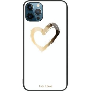 Colorful Painted Glass Phone Case For iPhone 12 Pro Max(Golden Love)