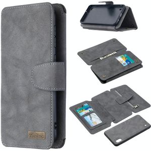 Voor Samsung Galaxy A10 Afneembare Frosted Magnetic Horizontal Flip Leather Case met Kaartslots & Houder & Zipper Wallet & Photo Frame(Grijs)