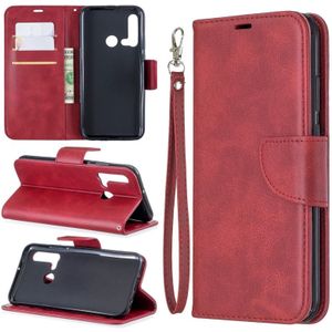 Retro Lambskin Texture Pure Color Horizontal Flip PU Leather Case with Holder & Card Slots & Wallet & Lanyard for Huawei P20 lite (2019) / nova 5i(Red )