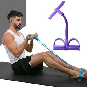 3 stuks multifunctionele vier-tube pedaal trekker pedaal elastisch touw sit-ups hulp buik fitness apparatuur (paars)