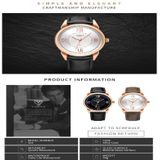 YAZOLE 424 mannen Fashion Business PU lederen Band Quartz Wrist Watch  lichtgevende punten (zwarte wijzerplaat + bruine band)