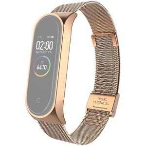 Voor Xiaomi Mi Band 4 / 3 Milanese Metalen Vervangingsband Watchband  Kleur: Rose Gold