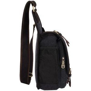 KAUKKO FH03 Retro stijl mannen Canvas Crossbody tas Messenger Bag Outdoors Hiking Camping tas  grootte: 26 x 21 x 9 cm(Black)