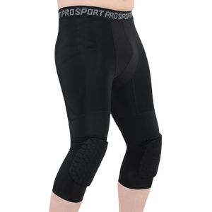 Hoge Elastic Lycra Honeycomb Crash Pants Mannen Basketbal Fitness Zeven tienden Sweatpants  Specificatie: S (Zwart)