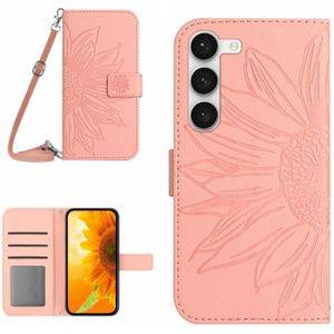 Voor Samsung Galaxy S23 + 5G Skin Feel Sun Flower Pattern Flip Leather Phone Case met Lanyard
