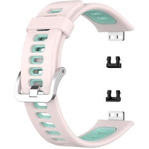 Voor Huawei Watch Fit tweekleurige siliconen vervangende riem watchband (roze + wintertaling)