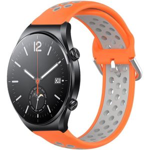 Voor Xiaomi MI Watch S1 22 mm geperforeerde ademende sport siliconen horlogeband (oranje + grijs)