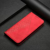 For Samsung Galaxy A42 5G Diamond Pattern Splicing Skin Feel Magnetic Horizontal Flip Leather Case with Card Slots & Holder & Wallet(Red)