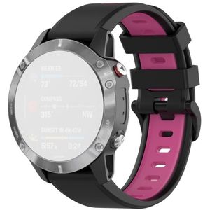 Voor Garmin Fenix 6 Siliconen Two-color Strap (Black Rose Red)