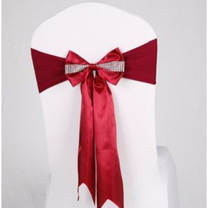 Voor wedding events Party Ceremony Banquet Kerst decoratie stoel Sash Bow Elastic Chair Ribbon Back Tie Bands Stoel Sashes (Wijn Rood)