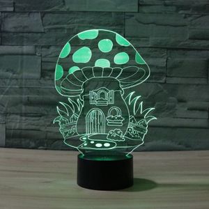 Zwarte basis creatieve 3D LED decoratieve nachtlampje  16 kleur afstandsbediening  patroon: paddestoel 2