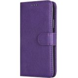 Voor iPhone X / XS Effen Kleur Horizontale Flip Beschermhoes met Houder & Card Slots & Wallet & Photo Frame & Lanyard(Purple)