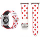 Eenvoudige Fashion dot patroon lederen polshorloge band voor Apple Watch serie 3 & 2 & 1 42mm (wit + rood)