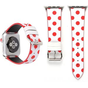 Eenvoudige Fashion dot patroon lederen polshorloge band voor Apple Watch serie 3 & 2 & 1 42mm (wit + rood)