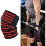 2 PCS Nylon Four Stripes Bandage Wrapped Sports Knee Pads(Black Red)