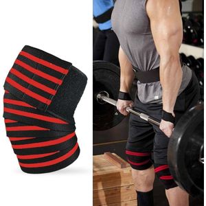 2 PCS Nylon Four Stripes Bandage Wrapped Sports Knee Pads(Black Red)