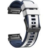 Voor Garmin Fenix 7X 26 mm platbinding tweekleurige siliconen horlogeband met snelsluiting (wit blauw)