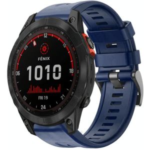 Voor Garmin Fenix 7 Solar Metalen Gesp Effen Kleur Siliconen Horlogeband (Marineblauw)