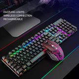 ZIYOULANG T3 Draadloos opladen Gaming Verlicht toetsenbord en muis set (Witte Regenboog Licht)