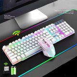 ZIYOULANG T3 Draadloos opladen Gaming Verlicht toetsenbord en muis set (Witte Regenboog Licht)