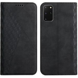 For Samsung Galaxy S20+ Diamond Pattern Splicing Skin Feel Magnetic Horizontal Flip Leather Case with Card Slots & Holder & Wallet(Black)