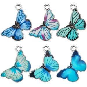 20 pc's vlinder charmes oorbellen ketting armband accessoires diy materiaal (gemengde kleur)