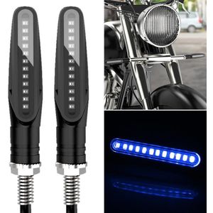 2 STUKS D12V / 1W Motorfiets LED Waterdichte Dynamische Blinker Zijlichten Stromend Water Richting Signaal Licht (Blauw Licht)