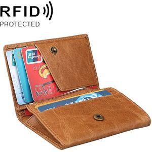 KB171 Antimagnetische RFID Crazy Horse textuur lederen kaarthouder portemonnee voor mannen en vrouwen (geel-bruin)