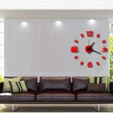 ISHOWTIENDA Fashion acryl DIY koffie kopje zelf zelfklevende interieur muur creatieve decoratie klok dempen klok stickers muraux Wandklok (rood)
