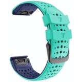 Voor Garmin Fenix 6 tweekleurige siliconen ronde gat quick release vervanging riem horlogeband (mint groen blauw)