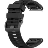 Voor Garmin Fenix 6X 26mm Quick Release Officile Texture Polsband Watchband met Plastic Button (Zwart)