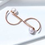 S925 Sterling Silver Shell Kralen Eenvoudige Oorbellen  Kleur: Rose Gold