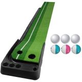 PGM Golf Putting Mat Push-Rod Trainer 3m  met drie zachte ballen & drie Bicolor ballen & Auto bal terugkeer Fairway (groen)