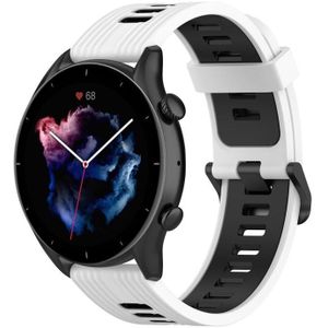 Voor Amazfit GTR 4-streep tweekleurige siliconen horlogeband (wit zwart)