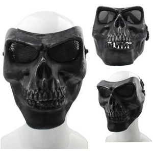 Hoge intensiteit angstaanjagende kwaad gezichtsmasker skelet Anti BB bom tactische gezichtsmasker met elastische banden (zwart)