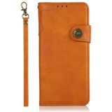 KHAZNEH dual-splicing koeienhuid textuur horizontale flip lederen geval met houder  kaart slots & portemonnee & lanyard voor iPhone 12 Pro Max (bruin)