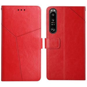 Voor Sony Xperia 1 III Y Stikselen Horizontale Flip Lederen Telefoonhoesje Met Houder & Card Slots & Portemonnee & Photo Frame