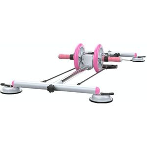 Huishoudelijke zuignap stijl multifunctionele stille abdominale wiel roeimachine sit-up apparaat (roze + wit)