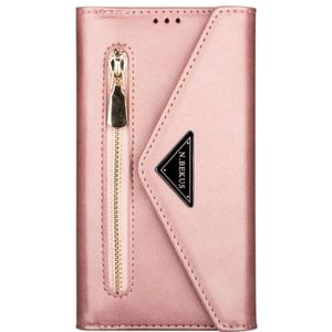 Voor Huawei P20 Pro Skin Feel Zipper Horizontale Flip Lederen case met Holder & Card Slots & Photo Frame & Lanyard & Long Rope (Rose Gold)