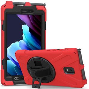Voor Samsung Galaxy Tab active 3 T570 / T575 8.0 Schokbestendige Kleurrijke Siliconen + PC Beschermhoes met houder & schouderband & handband(Rood)