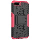 Tire Texture TPU + PC schokbestendig geval voor OPPO Realme C2/A1k  met houder (roze)